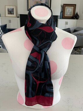 Kelly Robinson Eagle Abstract 100% Silk Scarf Pacific Northwest 35cm x 155cm